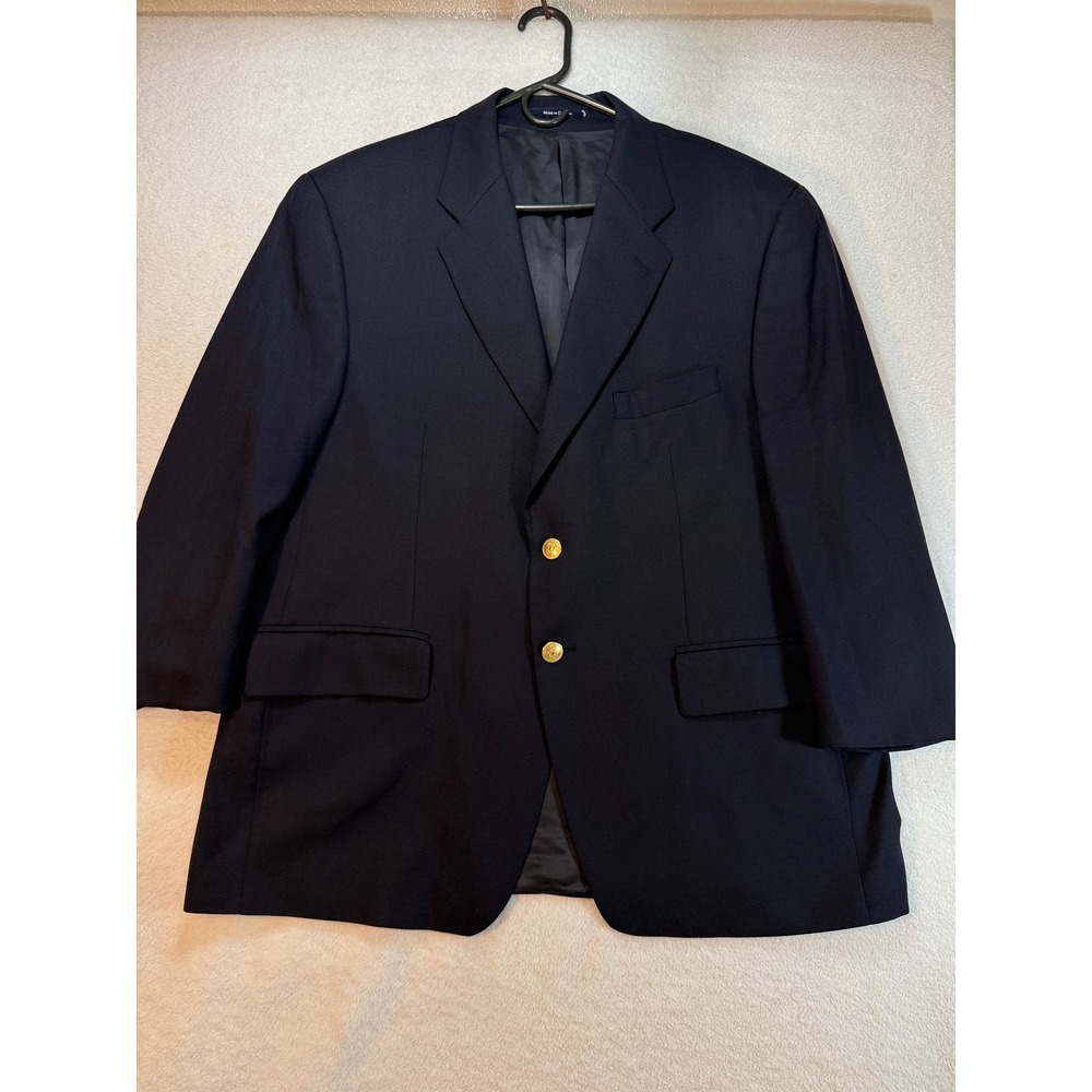 Chaps Ralph Lauren Mens Navy Blue Pure Wool Blazer Gold Crest Buttons  NO TAG